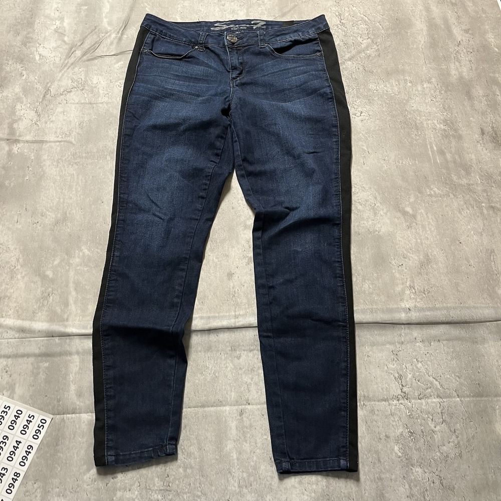Women's Seven Blue Jeans Legging Stretchy Skinny Size 10 Dark Denim Black